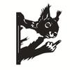 Peeking Squirrel Metal Garden Ornaments Outdoor, Funny Animal Metal Sign with Cheeky Hand Gesture, Rustic Yard Art Decor