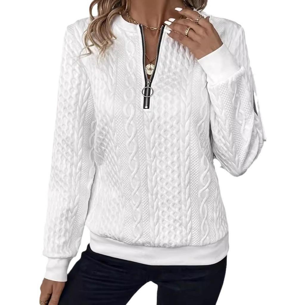 Women's Autumn/Winter Quilted Zip-Up Casual Sweatshirt, 2026 European & American Style