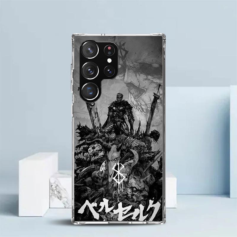 Black White G-Guts B-Berserks Phone Case For Samsung Galaxy S24 S25 Edge S26 Ultra S22 S23 Plus S21 + S20 FE Soft TPU Back Cover