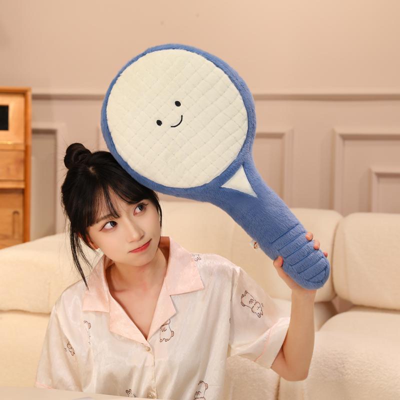 Neues Tennis und Tennisschläger Plüschtiere Kawaii Tennis Sportpuppe Weicher Tennisball Stofftiere Kissen Lustiges Sofa Dekokissen