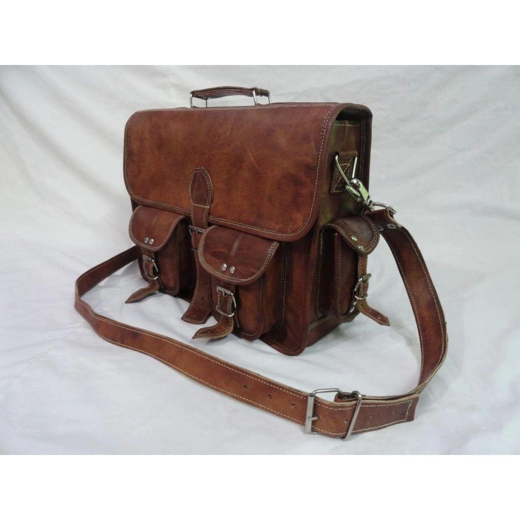 New Men'S Genuine Vintage Leather Messenger Shoulder Laptop Briefcase Bag