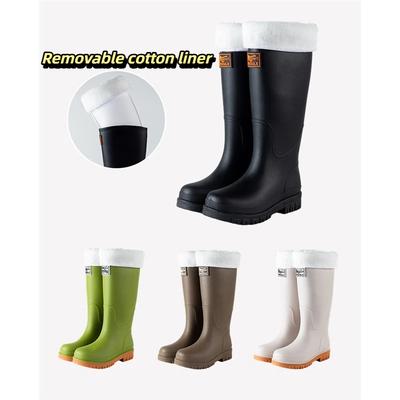 Botas de Lluvia Impermeables para Exterior para Mujer Antideslizantes y Cálidas de Algodón de Caña Alta