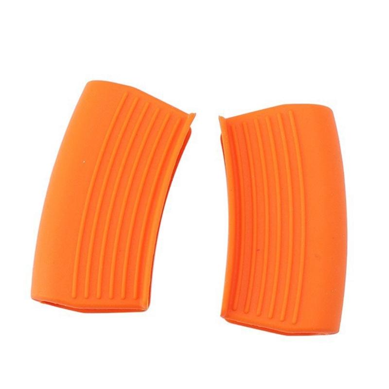 

2 шт. Силиконовый держатель ручки-ассистента, термостойкие прихватки, подставки для кастрюль, крышка, кухонный нескользящий рукав-подставка для кастрюли оранжевый