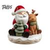 Christmas Table Decorations Santa And Deer Figurine, Gnome Resin Statue, Holiday Compact Room Ornament Centerpiece for Home Living Bedroom Mantel