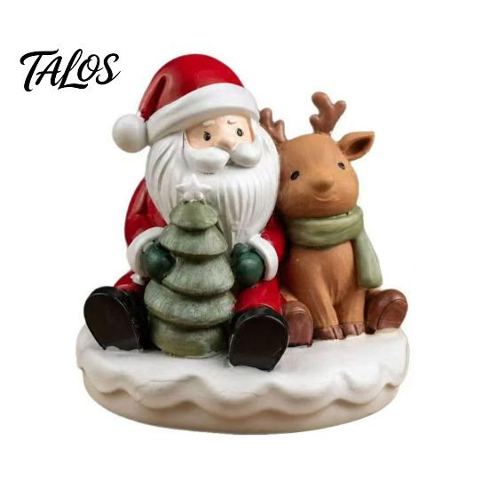 Christmas Table Decorations Santa And Deer Figurine, Gnome Resin Statue, Holiday Compact Room Ornament Centerpiece for Home Living Bedroom Mantel