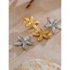 Eetit Trending Stainless Steel Metal Flower Stud Earrings for Women Prevent Allergy Metal Daily Summer Jewelry Accessories