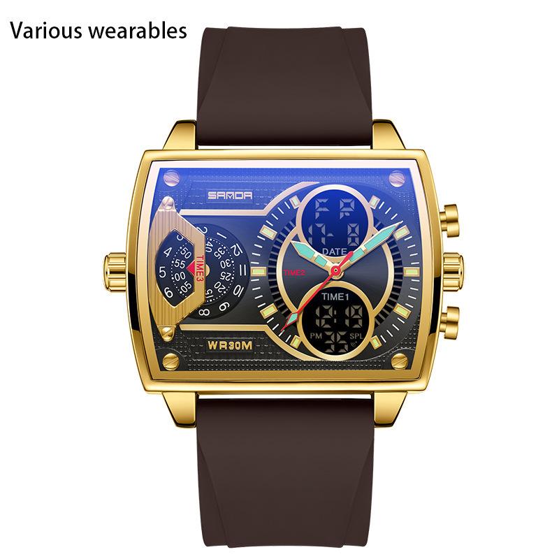 

Мужские электронные кварцевые часы с хронографом, многофункциональные электронные часы