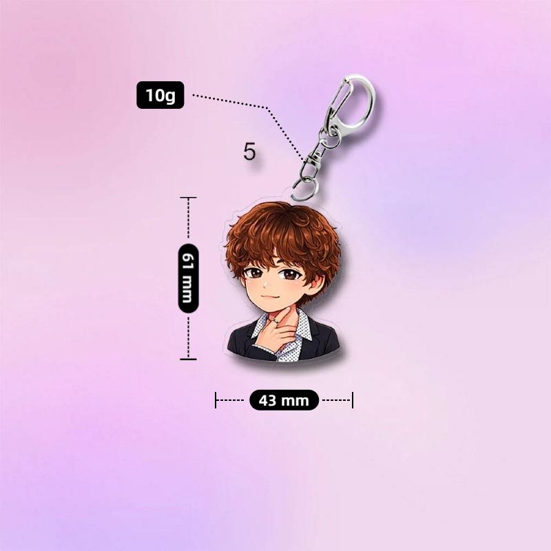 7 Stück BTS Niedliches Anime Anzug Cartoon Acryl Schlüsselanhänger, Bangtan Boys Cartoon Figur Schlüsselanhänger, Kpop ARMY Taschenzubehör