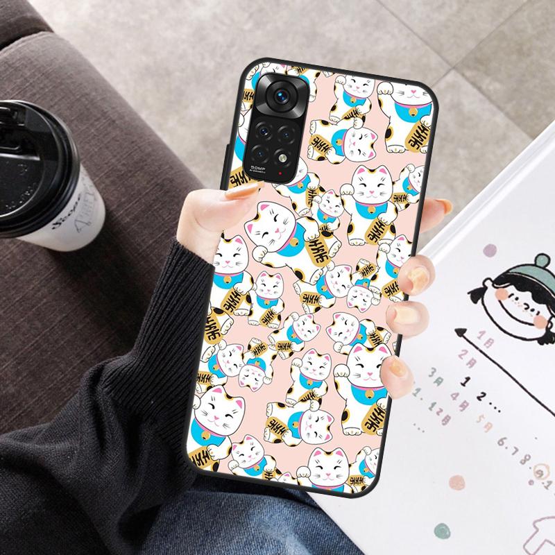 Japanese Lucky Cat Case For Xiaomi Redmi Note 11 10 9 8 12 Pro 10S 11S 12S Cover For Redmi 9 10 10A 9C 10C 12C