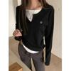 2024 Autumn Winter Long Sleeves Korean Fashion Style O-neck Tshirt For Women Fake two items T-shirts Ladies Top Tee Clothes