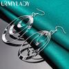 925 Sterling Silver Oval Multi Circle Swirl Earrings for Women Wedding Engagement Party Fashion Jewelry