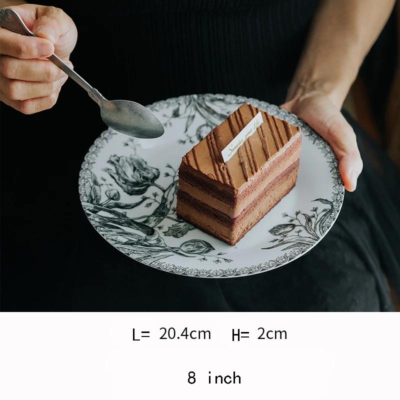 

Винтажная керамическая тарелка во французском стиле для ресторанов класса люкс, десертов, салатов, изысканных блюд, обеденных тарелок, изысканной столовой посуды