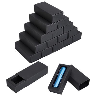 24sets Foldable Paper Gift Packaging Drawer Boxes Rectangle Black 9.7x4.4x3cm