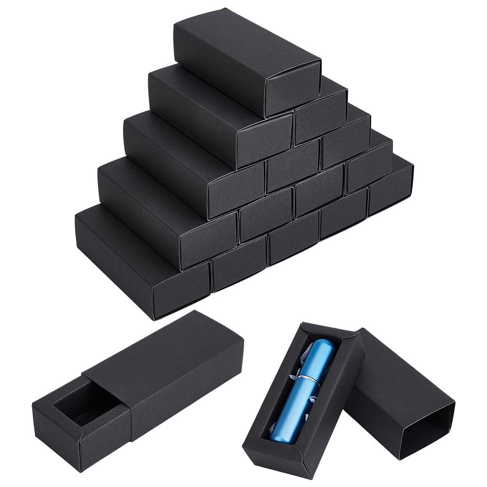 24sets Foldable Paper Gift Packaging Drawer Boxes Rectangle Black 9.7x4.4x3cm