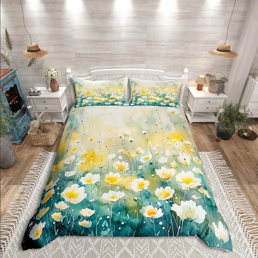 

Homewish Chic Flower Duvet Cover Set,Botanical Plants for Teens Bedding Set,Spring Graden Decor DE XS 100x135cm 2pcs&set