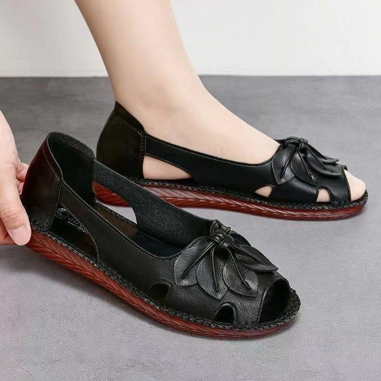 2025 Summer New Sandals Women's  Work Soft-soled Shoes  Non-slip Hollow Fish Mouth Mother Sandals