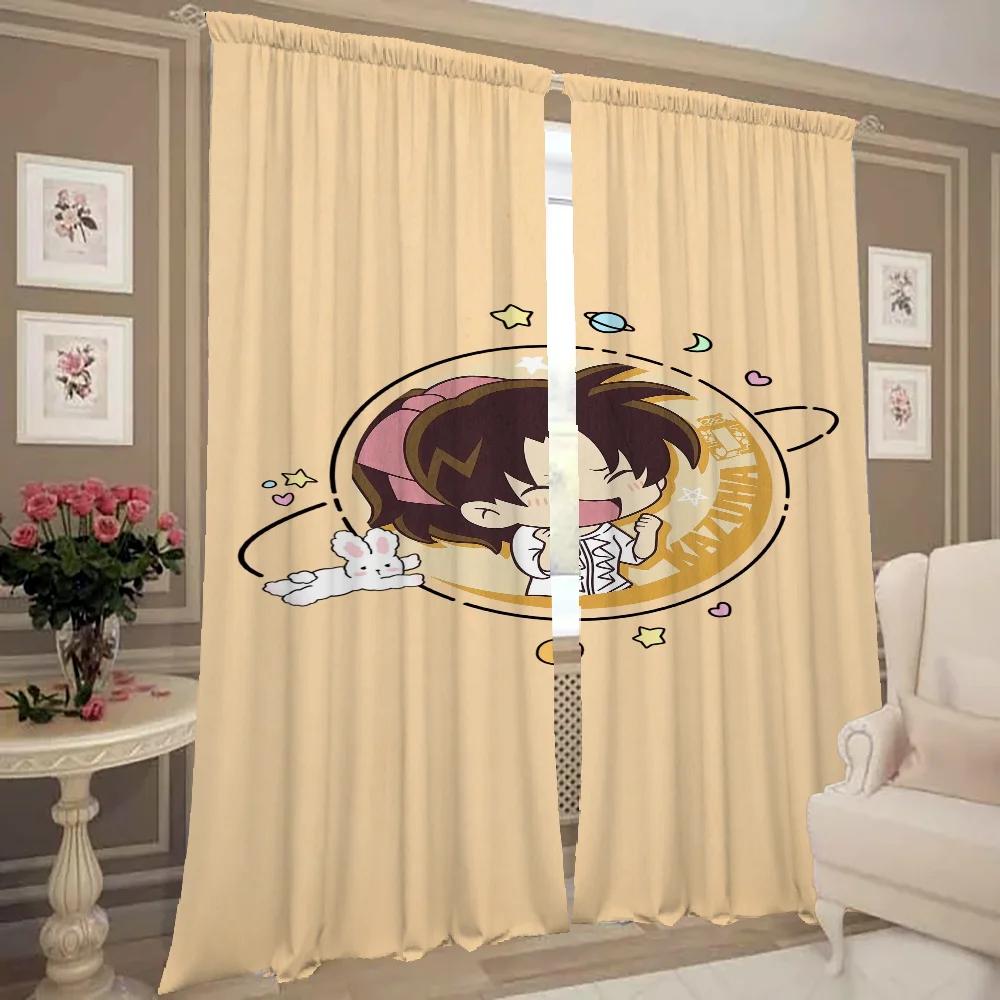 Set Of 2 Window Kitchen Curtains Living Room Door Curtain Detective Conan Bedroom Decoration Partition Blackout Polyester Ideal For