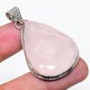 Natural Rose Quartz Gemstone 925 Sterling Silver Jewelry Pendant 2.01" AP-14244