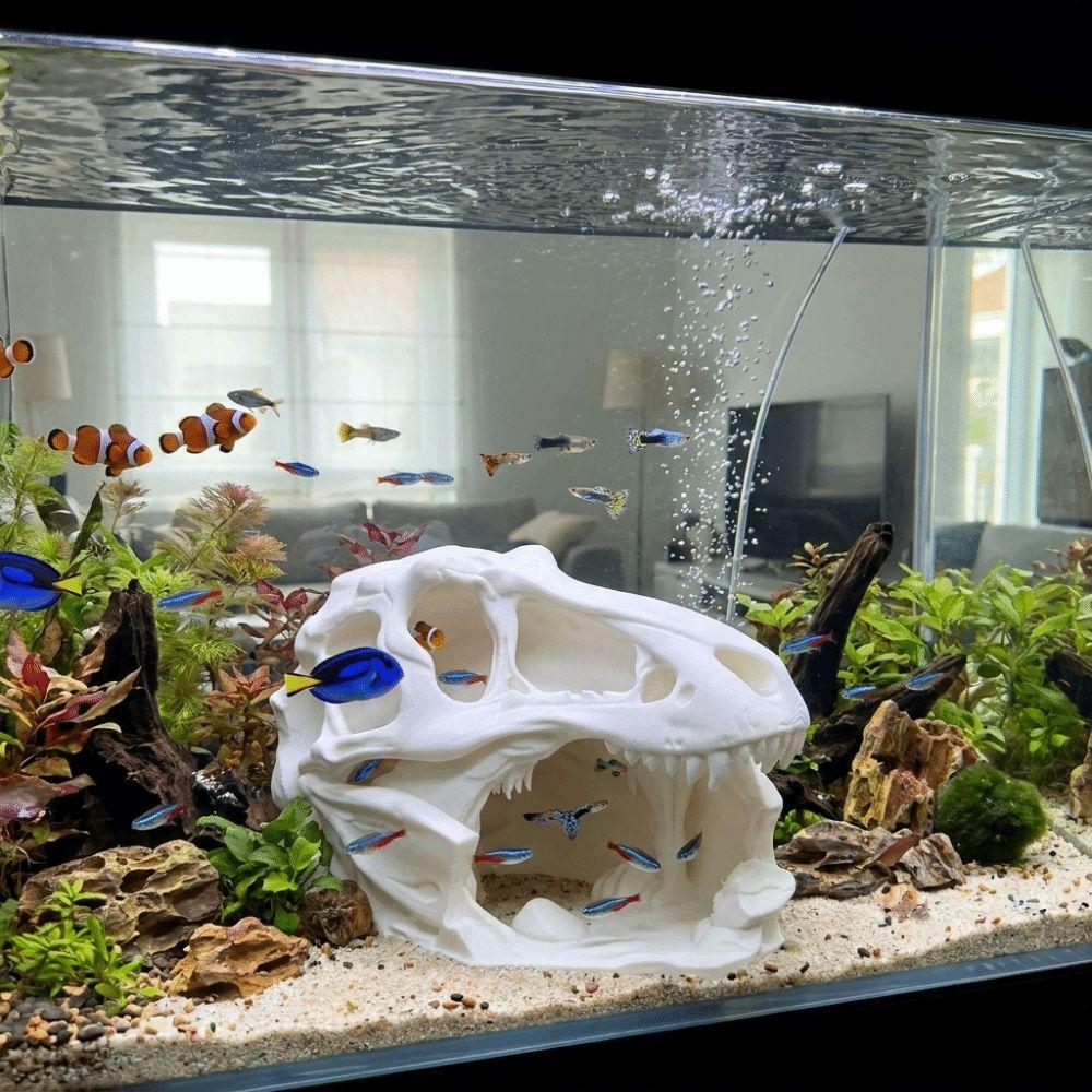 Lifelike Dinosaur Landscape Ornament 3D Printed Fish Hollow Shelter Fish Tank Ornament  Terrarium