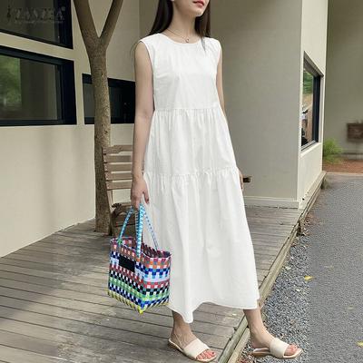Vestido Casual de Verano sin Mangas con Cuello Redondo para Mujer
