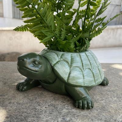 Turtle Planter Pot Resin Tortoise Flowerpot Animal Statue Indoor Outdoor Succulent Plants Container Home