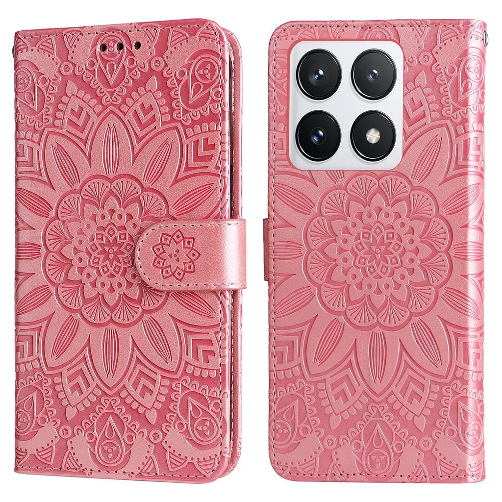 Etui dla Xiaomi 14T Pro Skórzane Etui Portfel z Nadrukiem Słonecznika