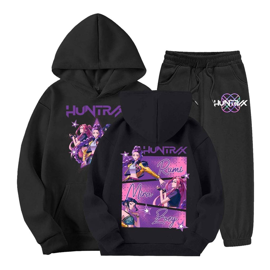 Children's Casual Fashion Hooded Pullover, Printed Loose Hoodie And Casual Pants Two-piece Set