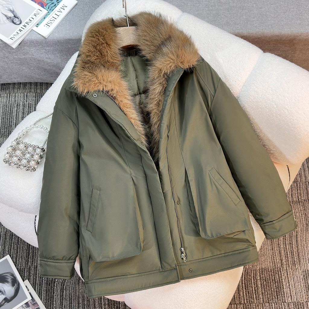 Outdoor lapel access control fur collar cotton clothes women's winter new thickened warm short bread clothes jacket