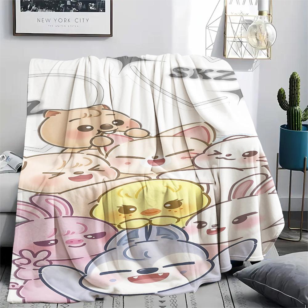1 STKS SKZ Print Flanellen Deken, Hoge Kwaliteit Alle Seizoenen, Woondecoratie, Warmte en Comfort, Perfect voor Kerstcadeaus