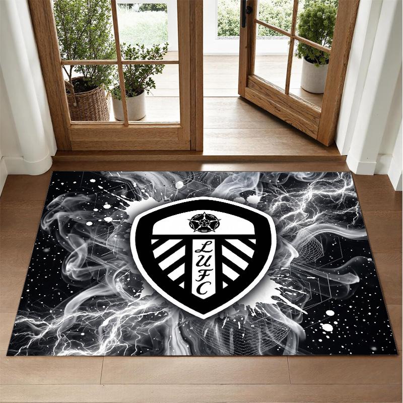 Leeds United Football Design Crystal Velvet Rug Soft Decorative Mat for Bedroom Entrance
