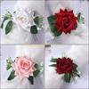 KX4B Florals Curtain Tiebacks Clasps 4 Pack Artificial Rose Flower Drapery Holdbacks Clips Window Drapes Holders Clamp
