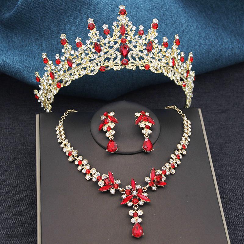3Pcs Bridal Crown Jewelry Sets Luxury Tiaras and Earrings Necklace Set for Women Bride Wedding Dress Crown Sets Prom Gifts