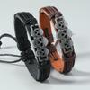 Punk Pirate Style Skull Bangles Men Personality Retro Leather Bracelet Hand-woven Jewelry Halloween Gifts Wholesale