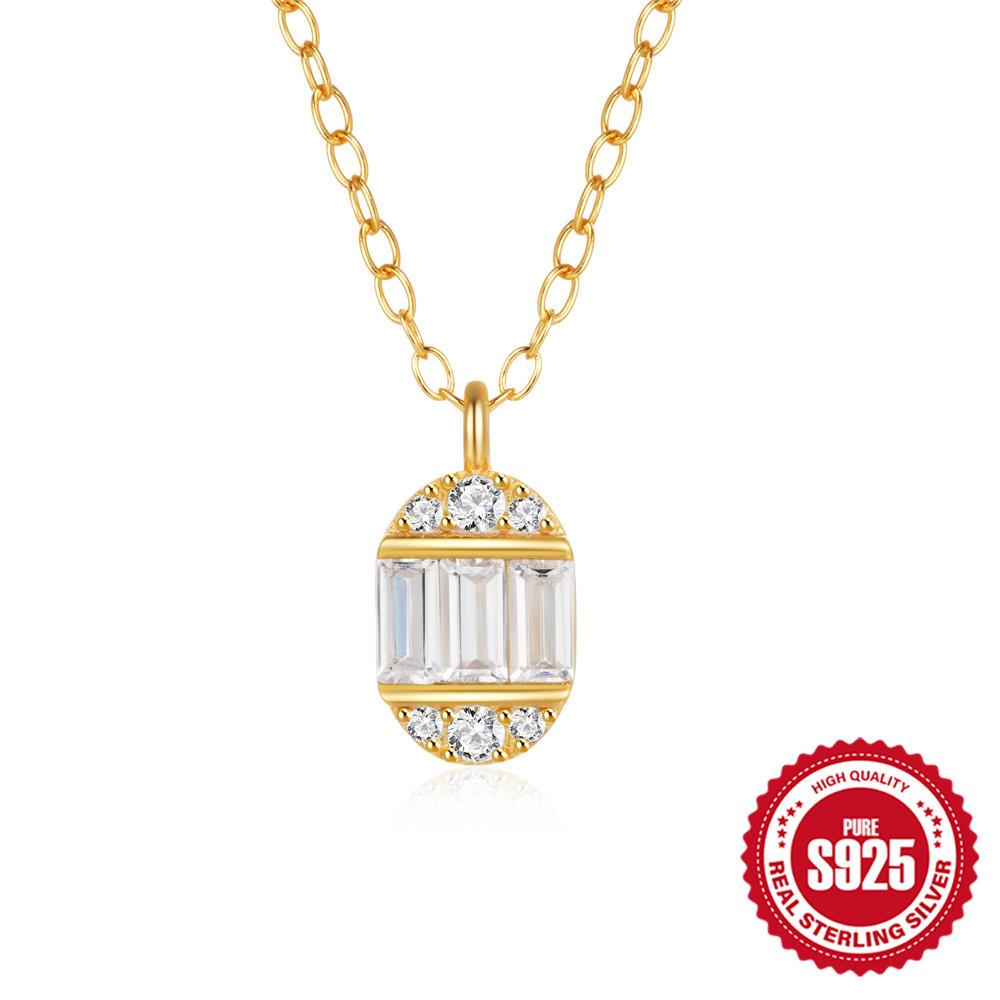

Stylish And Simple S925 Sterling Silver Style Personalized Egg-Shaped Diamond-Encrusted Women S Collarbone Necklace Necklace 925 Silver біле золото кольору