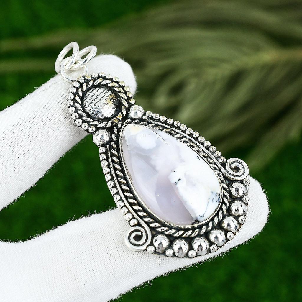 Dendrite Opal Gemstone 925 Silver Handcrafted Bezel Daughter New Pendant Jewelry