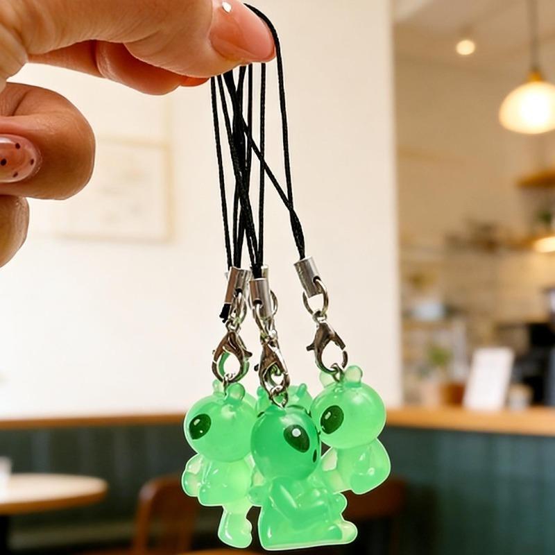1-30pcs 2026 New Luminous Alien Mobile Phone Lanyard Backpack Keychains Pendants Cute and Glowing Creative Small Pendant
