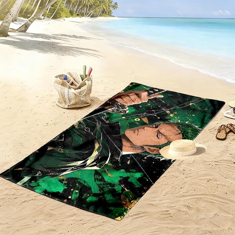 Roronoa Zoro Print Beach Towel, Large Soft Quick Dry Towel for Beach Camping Swimming