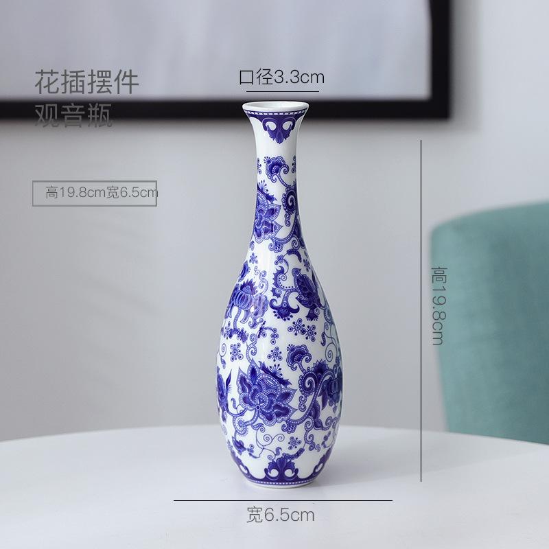 Chinese Blue and White Porcelain Vase Ceramic Flower Arrangement Container Home Decor Living Room Dining Table Hydroponic Vase