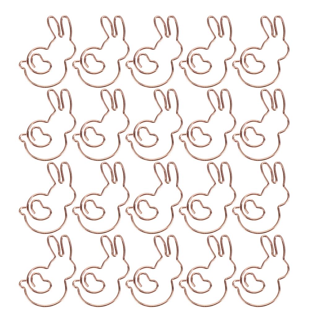 20Pcs Paper Clip Gold Rabbit Shape Animal SpecialShaped Office Document Cute Pin