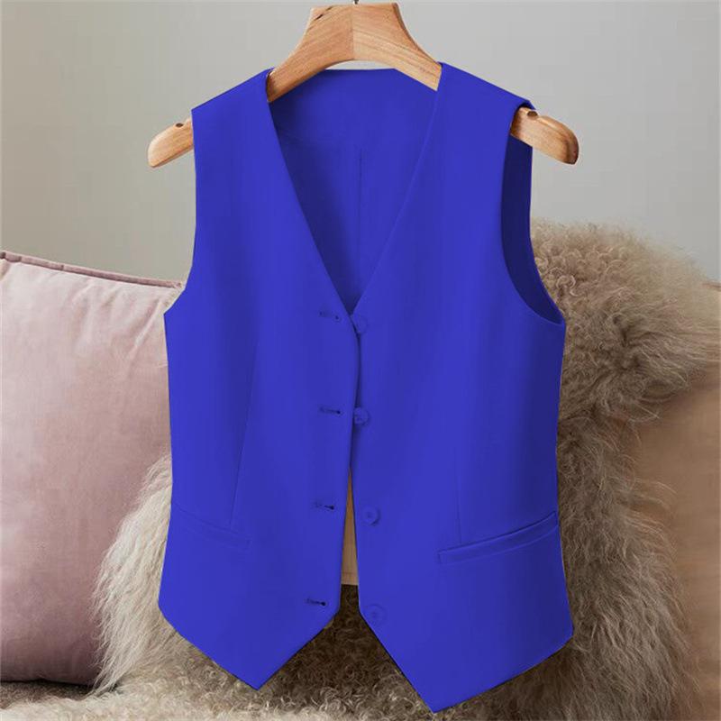 Women's Sleeveless Vest V-neck Button Front Cut Casual Elegant Spring Summer Tops Routine Suitable Office Vests & Waistcoats
