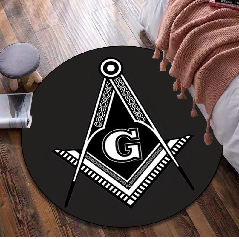Freemasonry 3 Circular Rug - Office Decorative Carpet For Living Room Bedroom Door Mat Floor Rug Computer Chair Area Rug