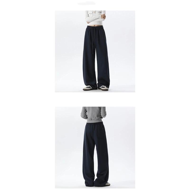 Cotton Drawstring Wide Leg Sweatpants, Loose Straight Leg Casual Sports Five Points Trousers For Summer Streetwear