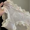 Mid Waist Lace Panties Cotton Crotch Mesh Lace Briefs Thin Underwear for Women  Lady