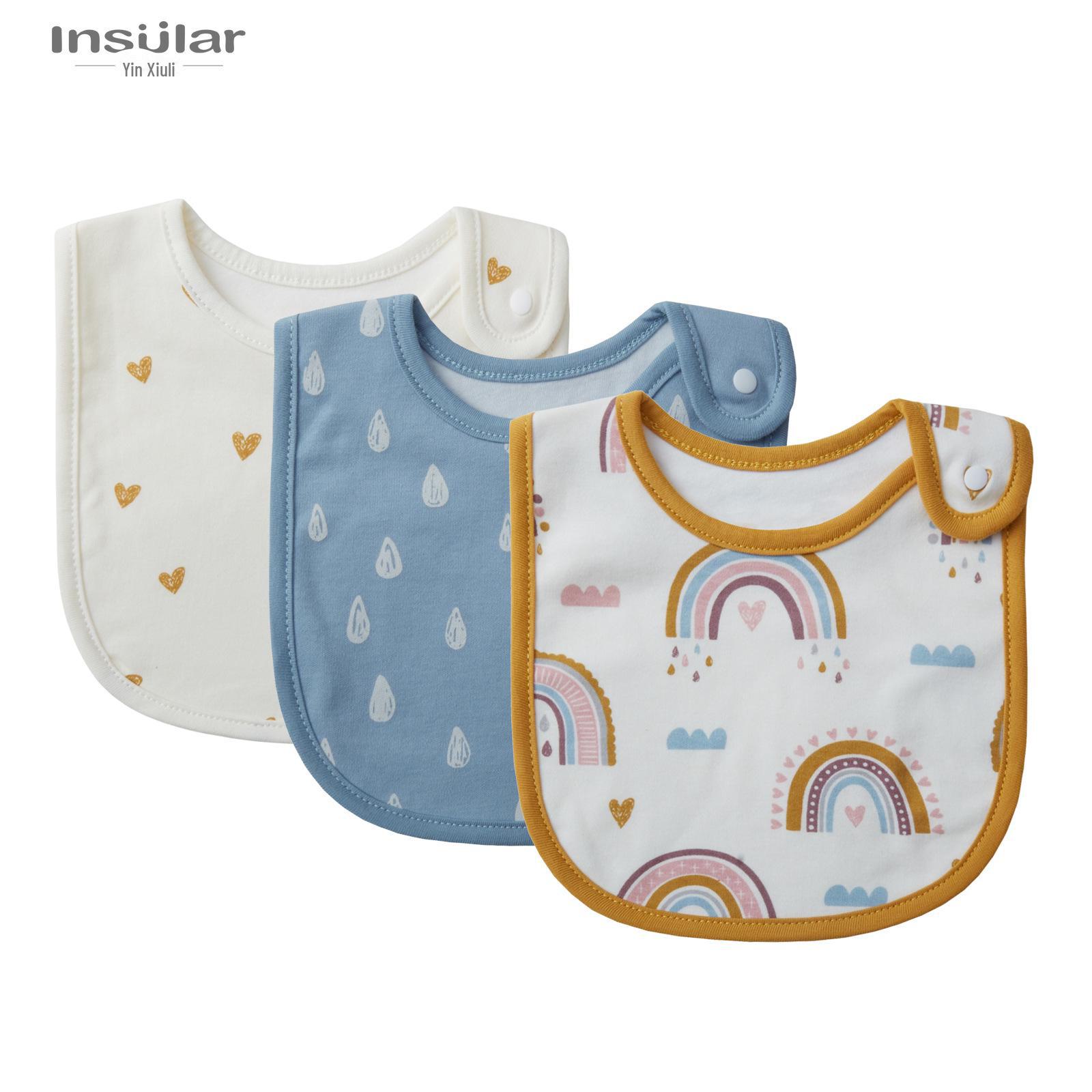 

Упаковка из 3 хлопковых нагрудников с рисунком для новорожденных, полотенце с застежкой