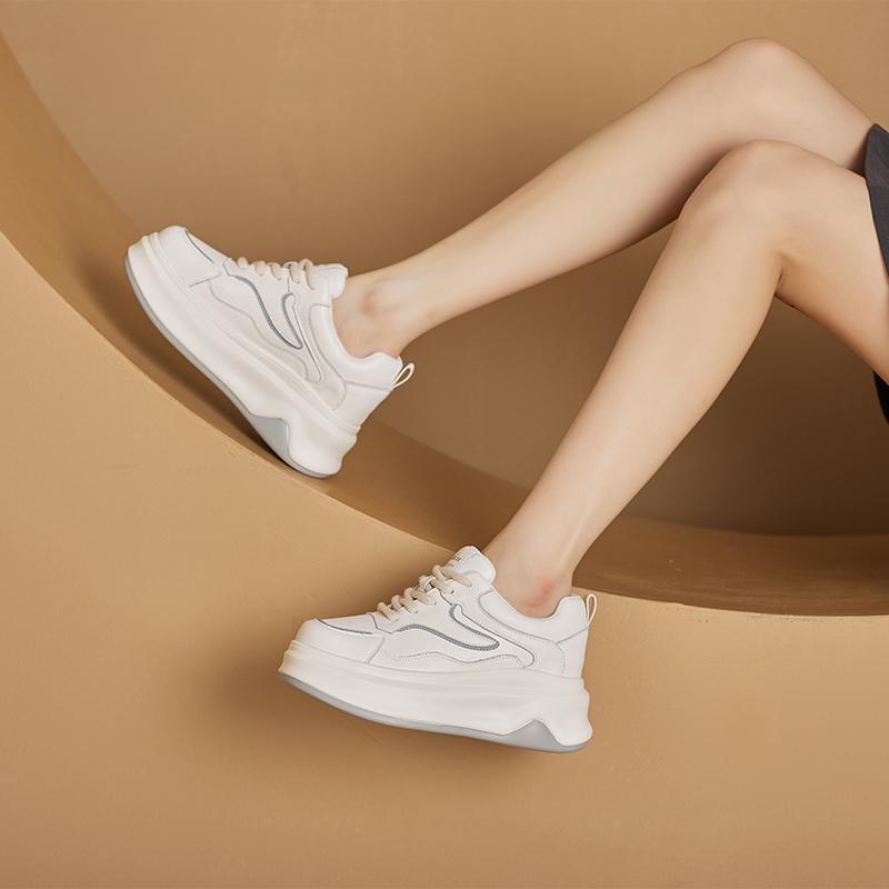 Women's Sneakers Shoe Thick-soled Comfortable Flat Casual Shoes Women Plus Size Spring and Autumn Reflective Strip Girl Shoes