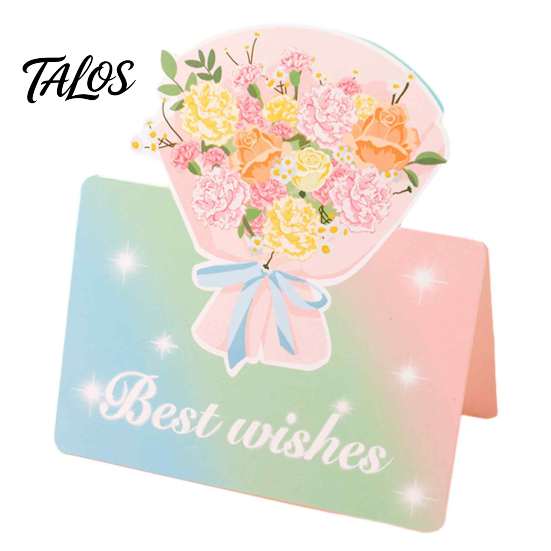 Decorative Floral Greeting Cards 10Pcs 3D Flower Thank You Card, Bouquet Best Wishes Note Appreciation Gifts for Anniversary, Mother's Day, Teachers'