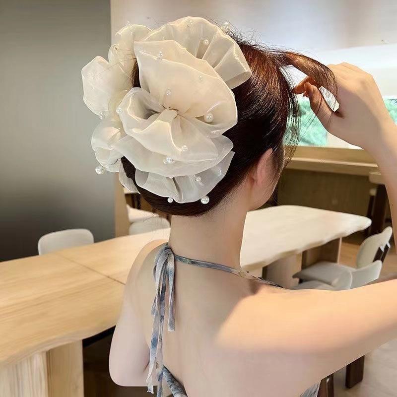 Summer Sweet Multi-Layer Mesh Tulle Big Bow Hair Claw Clips For Women Elegant Bowknot Ponytail Clip  Headdress Accessories
