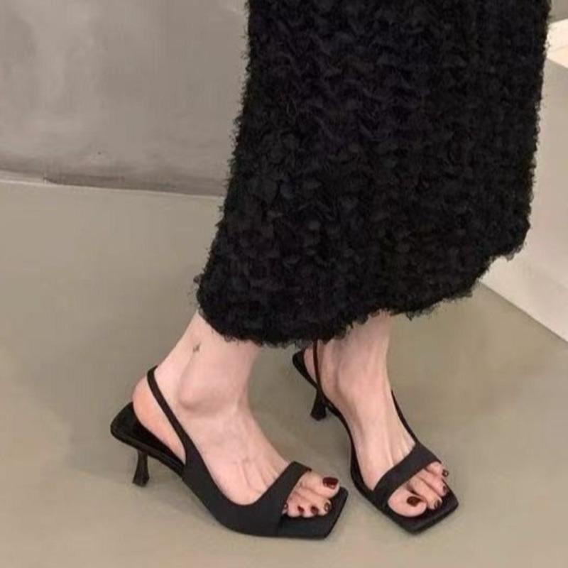 Fashion Temperament Stiletto Sandals Women's Summer New Square Toe Open Toe with Skirt Wear Fish Mouth Roman High Heels