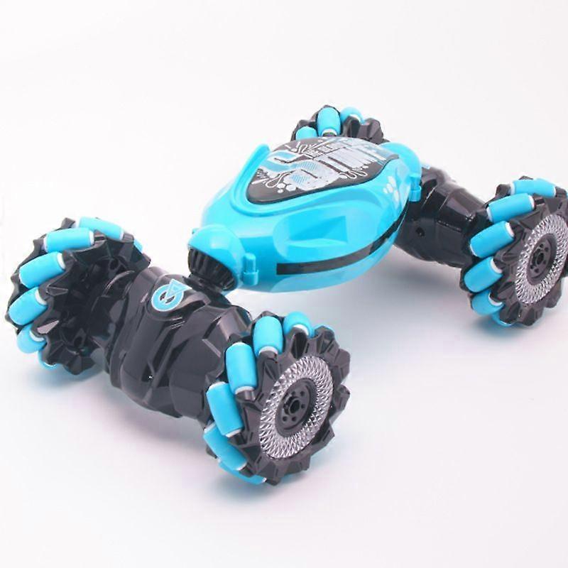 Gesture Sensing RC Stunt Twist Car, Blue - 4WD 2.4G Hand & Gesture Control, 360 Rotation Transform Off-Road Drift Climb with Lights & Music, Birthday