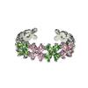 Niche Zircon Four-Leaf Clover Pink-Green Ring: Light Luxury Trendy Women's Finger Ring
